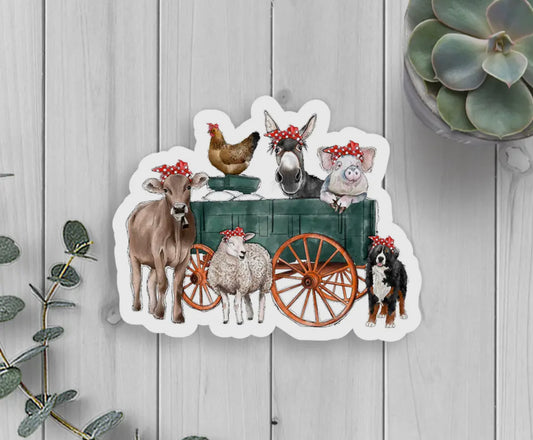 Farm Animal Wagon Sticker